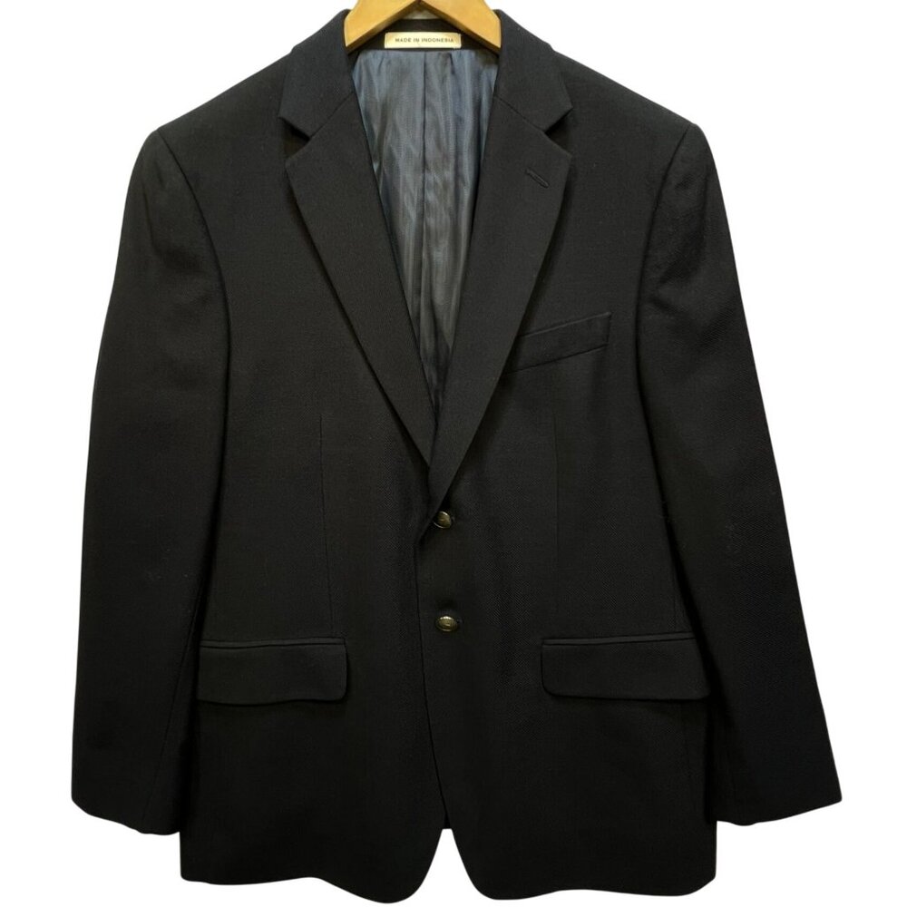 Joseph Abboud Men's Reda Wool Two Button Blazer Long Sleeve Size 40 Navy Blue